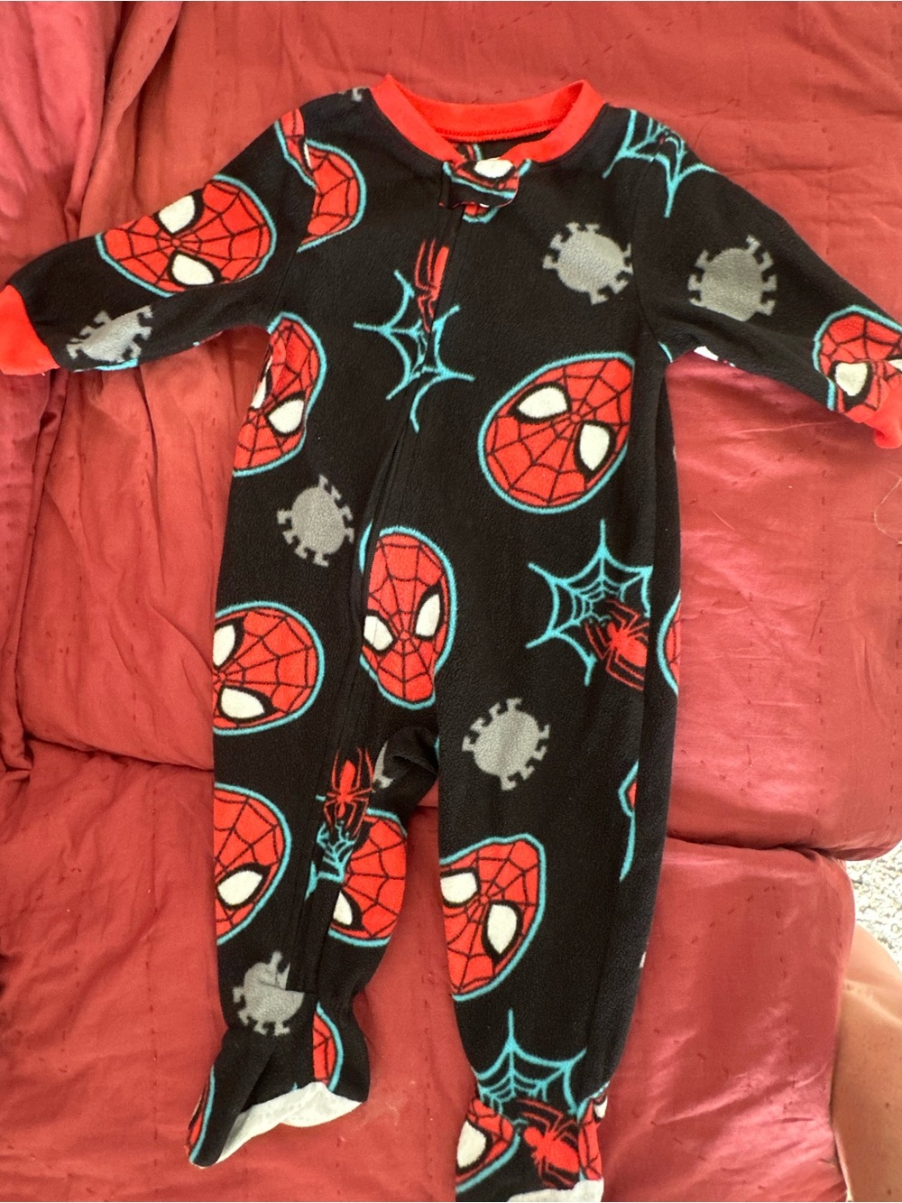 Marvel Black & Red Spider-Man Fleece Footie Pajamas
